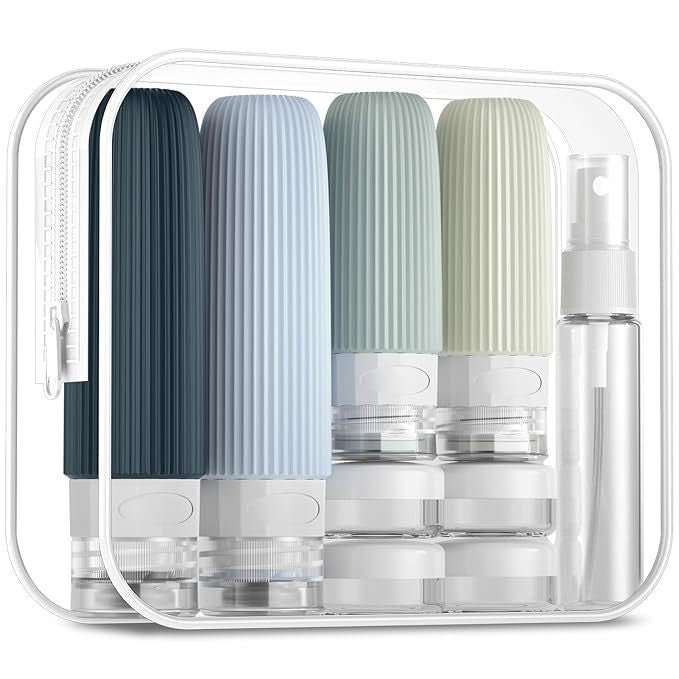 Leakproof Silicone Travel Toiletry Bottle and Jar Kit with Clear TSA Pouch LoungeYard — product view 7