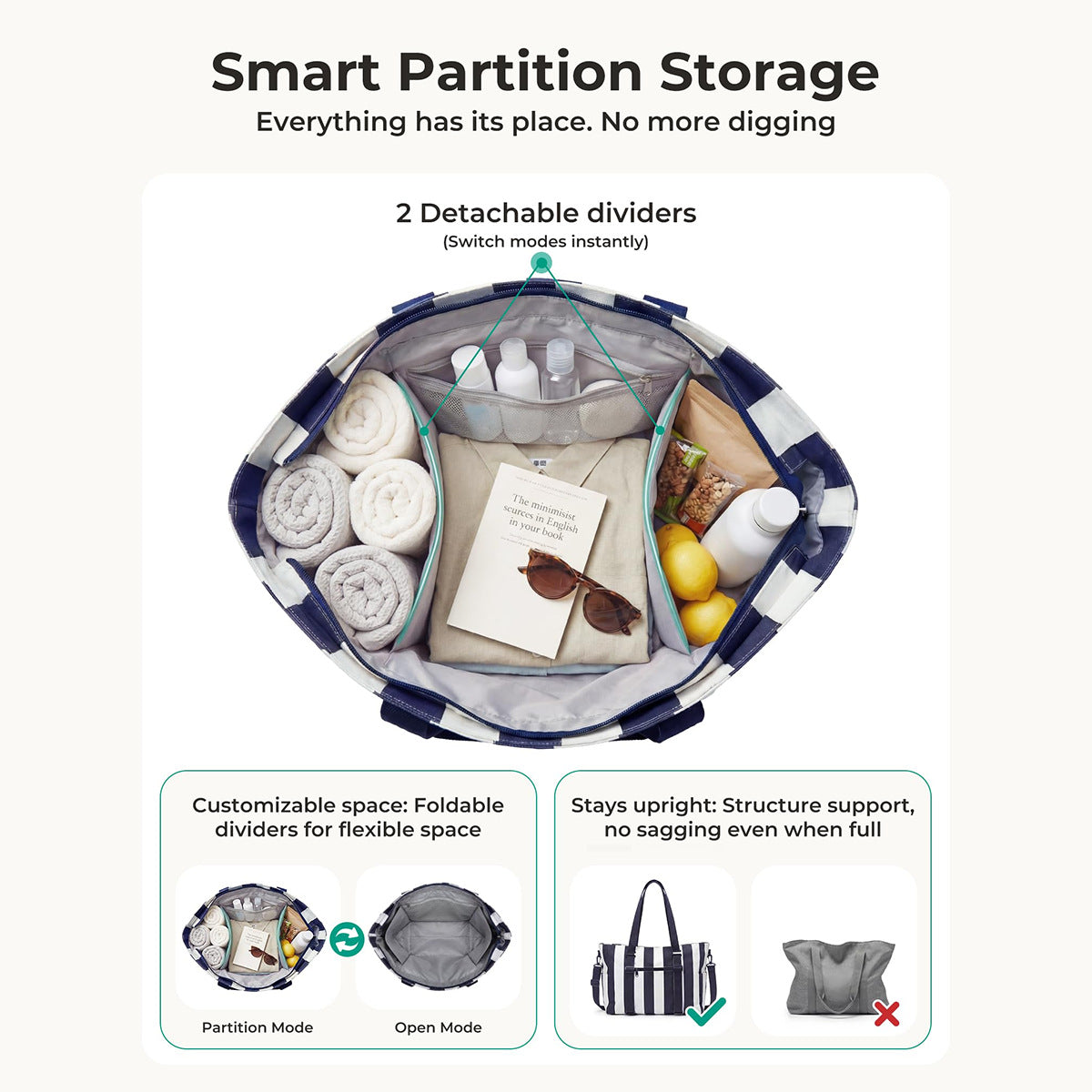 Multifunctional tote bag with practical interior LoungeYard — product view 3