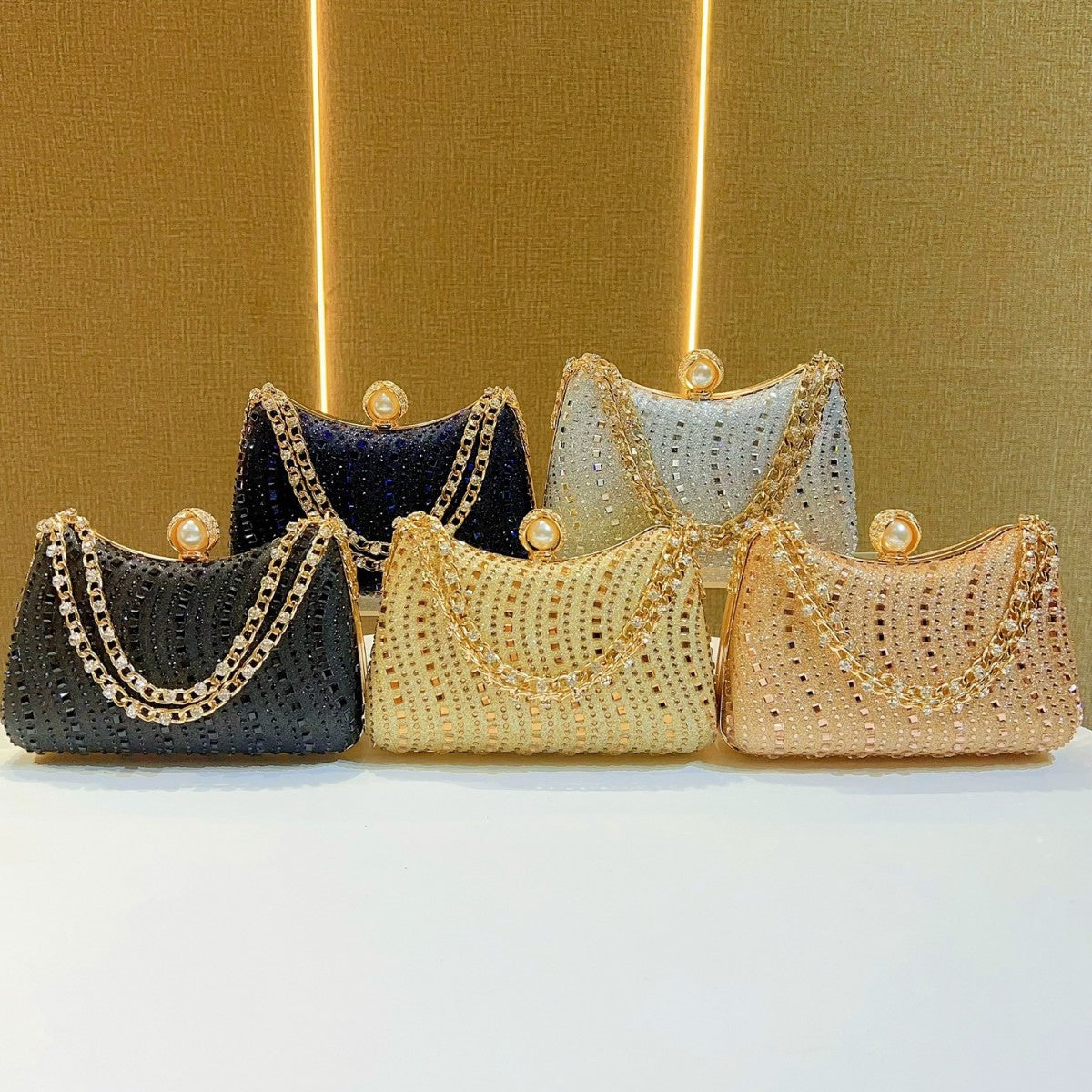 Pearl-Accented Beaded Evening Clutch — product view 4