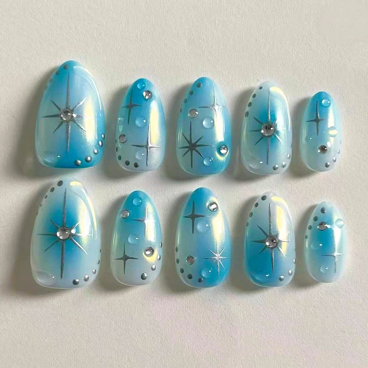 Decorative Press-On Nail Art Set with Star Accents — product view 1