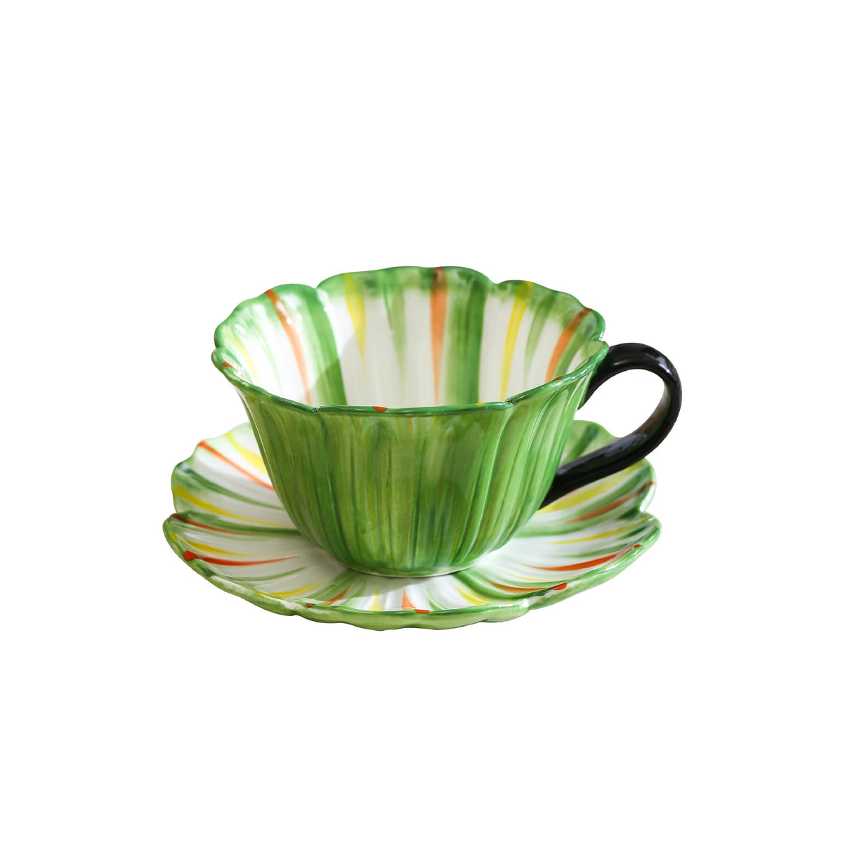Handcrafted ceramic mug with shell-shaped wave edge and contrasting handle — product view 5