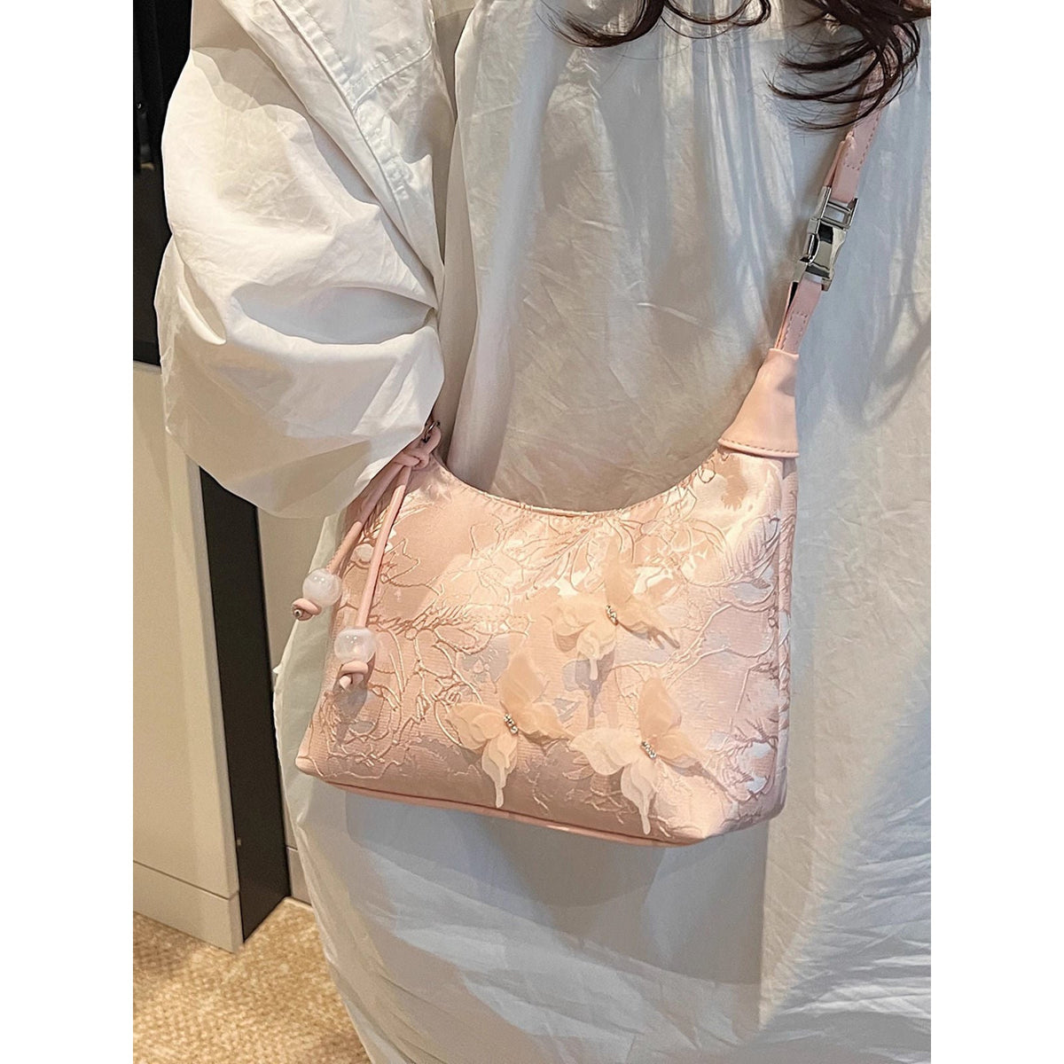 Floral Embellished Hobo Bag LoungeYard — product view 4