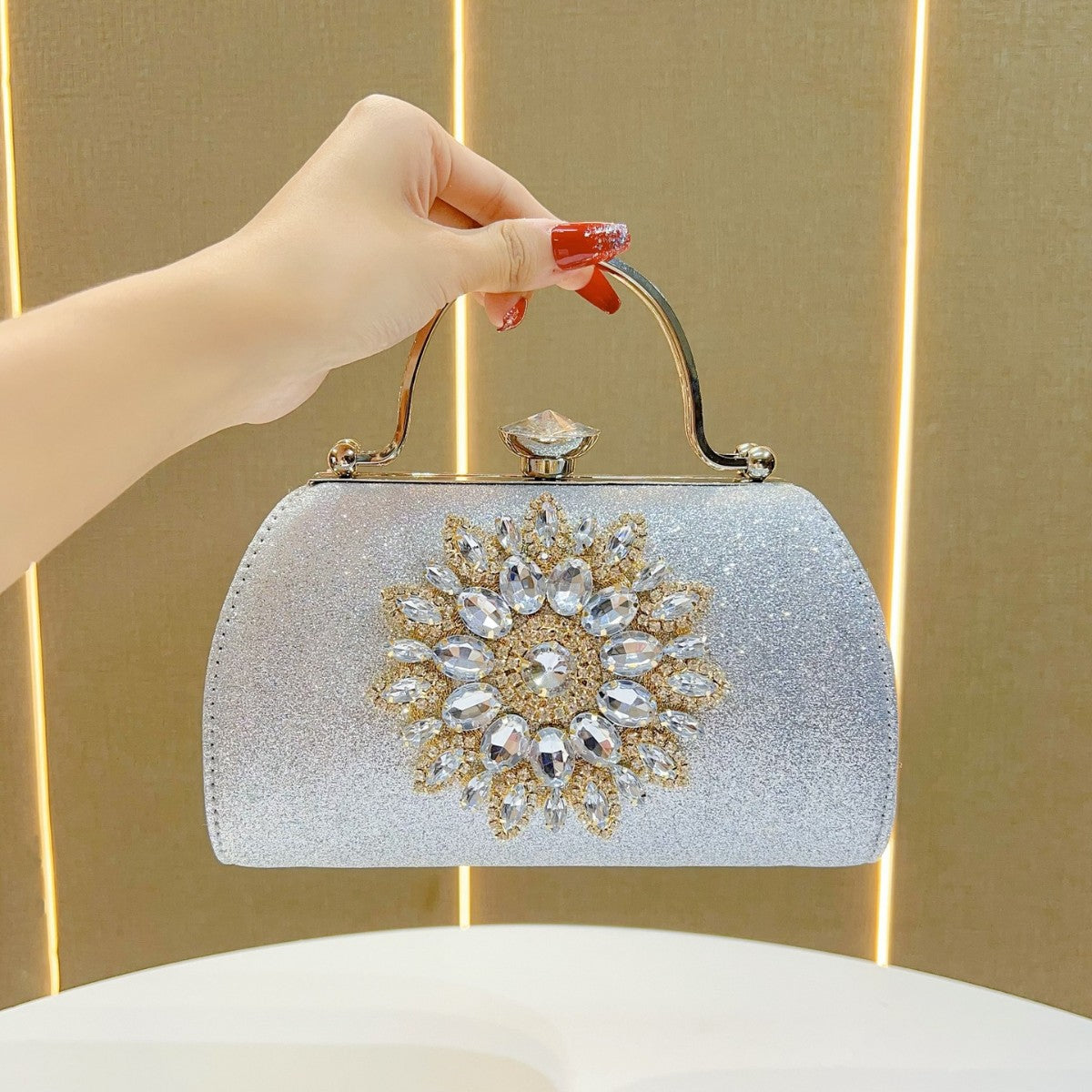 Glittering Floral Embellished Evening Handbag — product view 6
