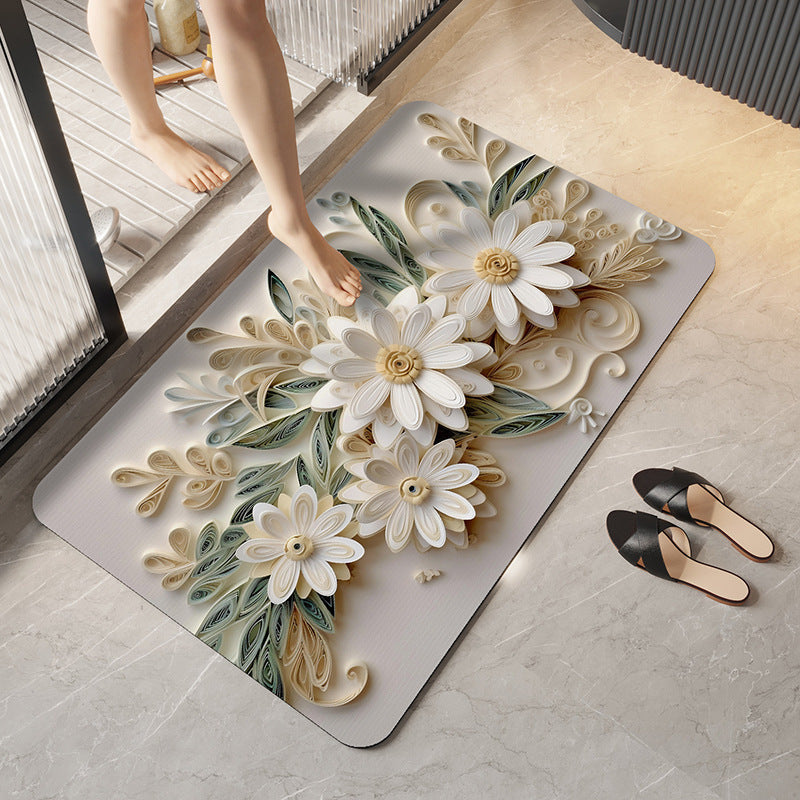 Soft Plush Floral Design Bath Mat — product view 4