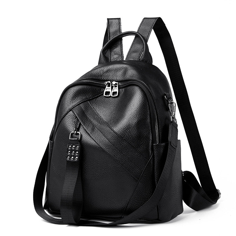 Vintage-Inspired Textured Leather Backpack LoungeYard — product view 5