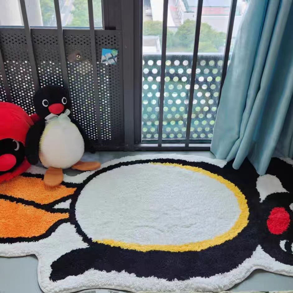 Playful Penguin-Shaped Plush Area Rug Bowlift — product view 1
