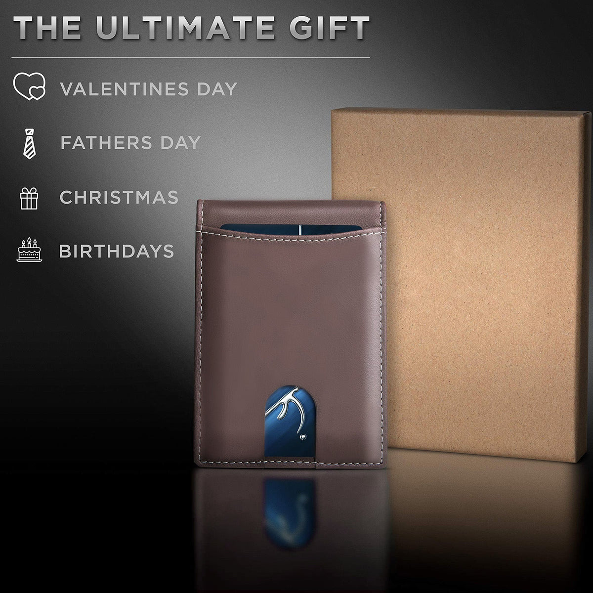 Ultra-Slim RFID-Blocking Leather Cardholder LoungeYard — product view 2