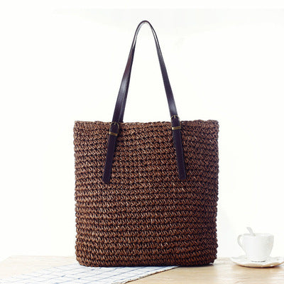 Braided Beach Bag with Sturdy Leather Handles LoungeYard — product view 6