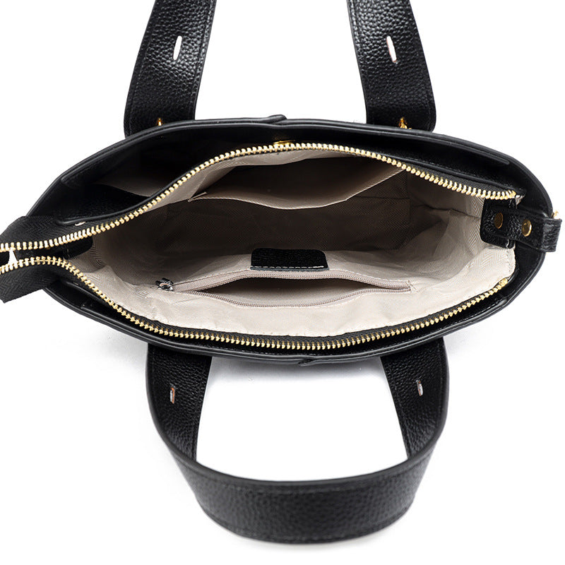 Textured Vegan Leather Multi-Pocket Tote LoungeYard — product view 4