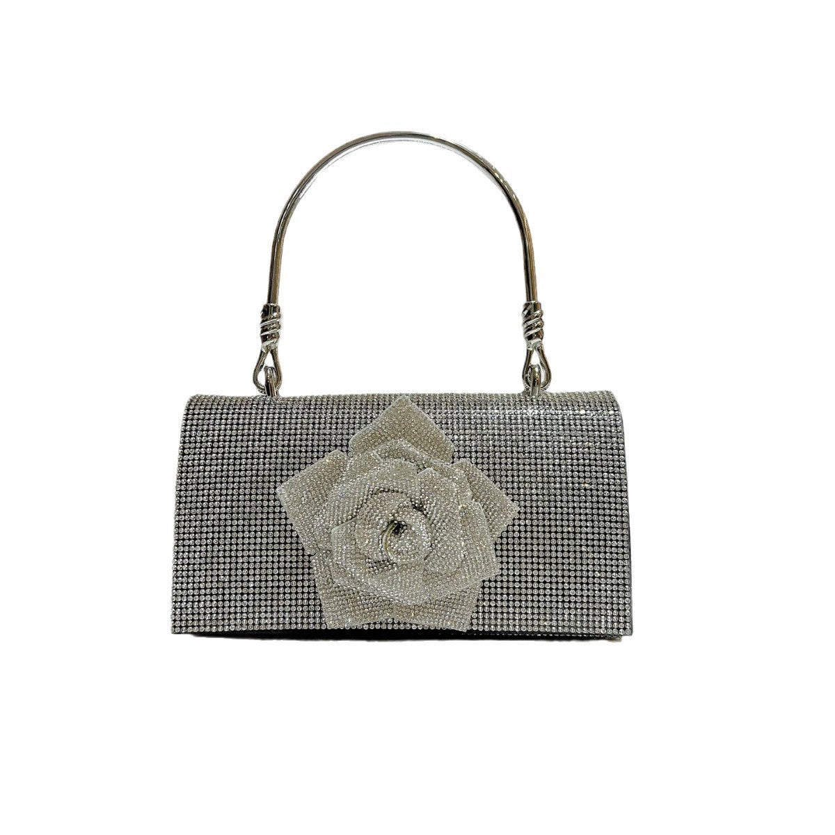 Rhinestone-Embellished Floral Clutch — product view 5