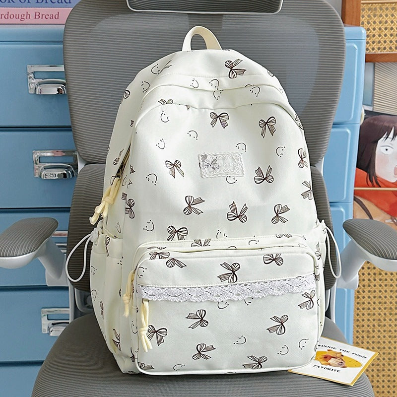 Feminine Bow-Patterned Casual Backpack LoungeYard — product view 6