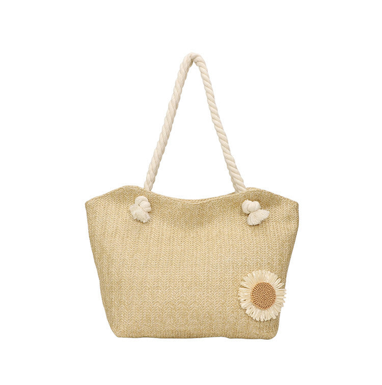 Decorative Floral Embellished Beach Tote Bag LoungeYard — product view 6