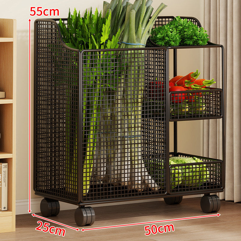 Vertical Mesh Countertop Produce and Pantry Organizer with Two-Tier Shelf and Tall Herb Compartment — product view 4
