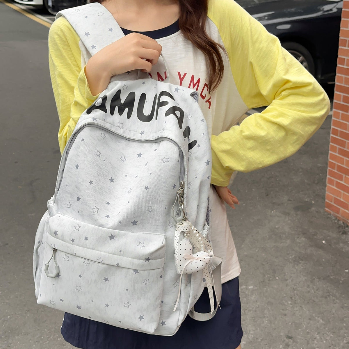Casual Star-Embellished Backpack LoungeYard — product view 3