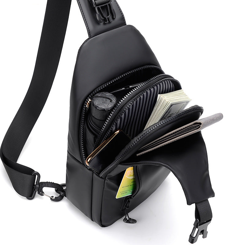 Sling bag with water-repellent material and practical compartment design LoungeYard — product view 3