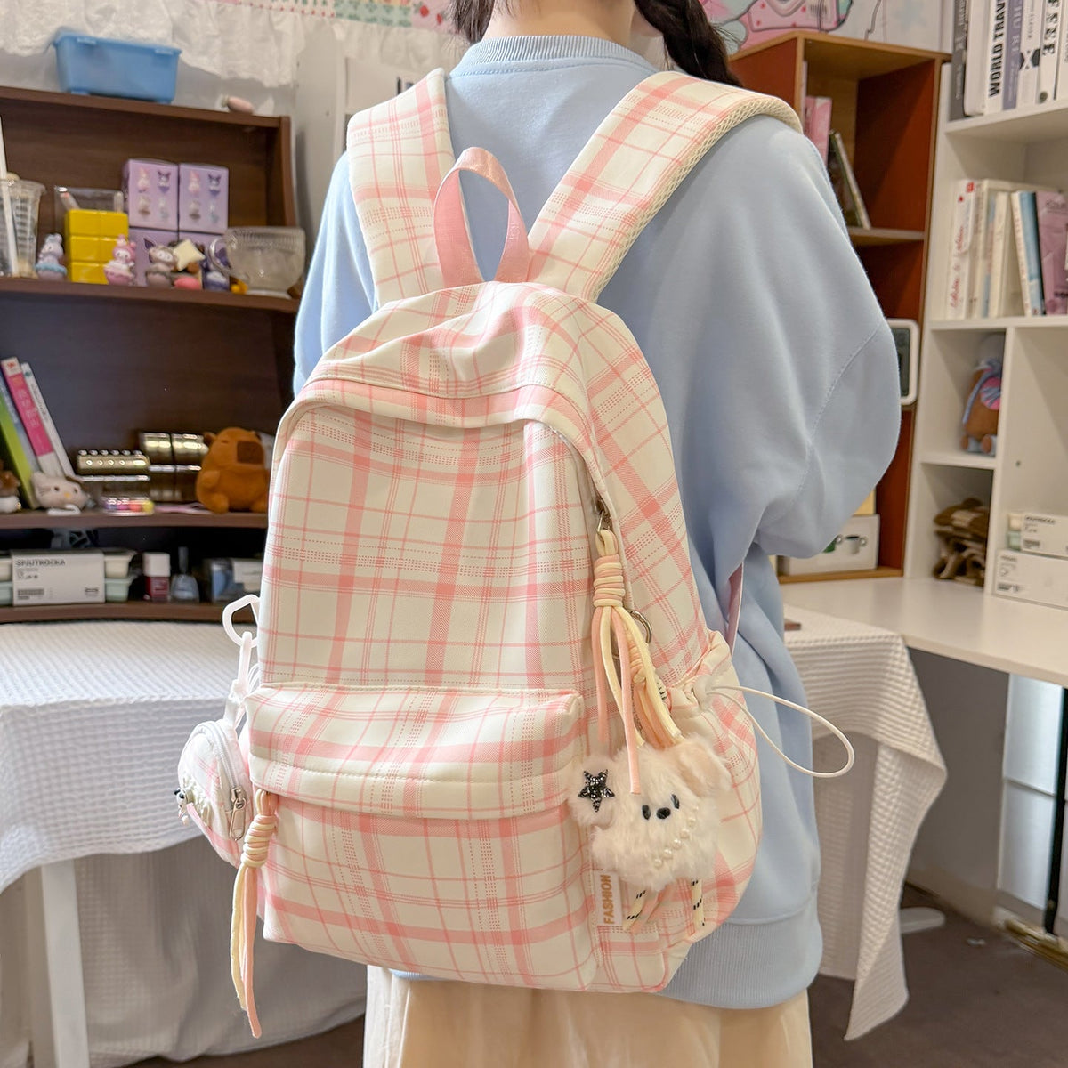 Playful Plaid Design School Backpack LoungeYard — product view 2