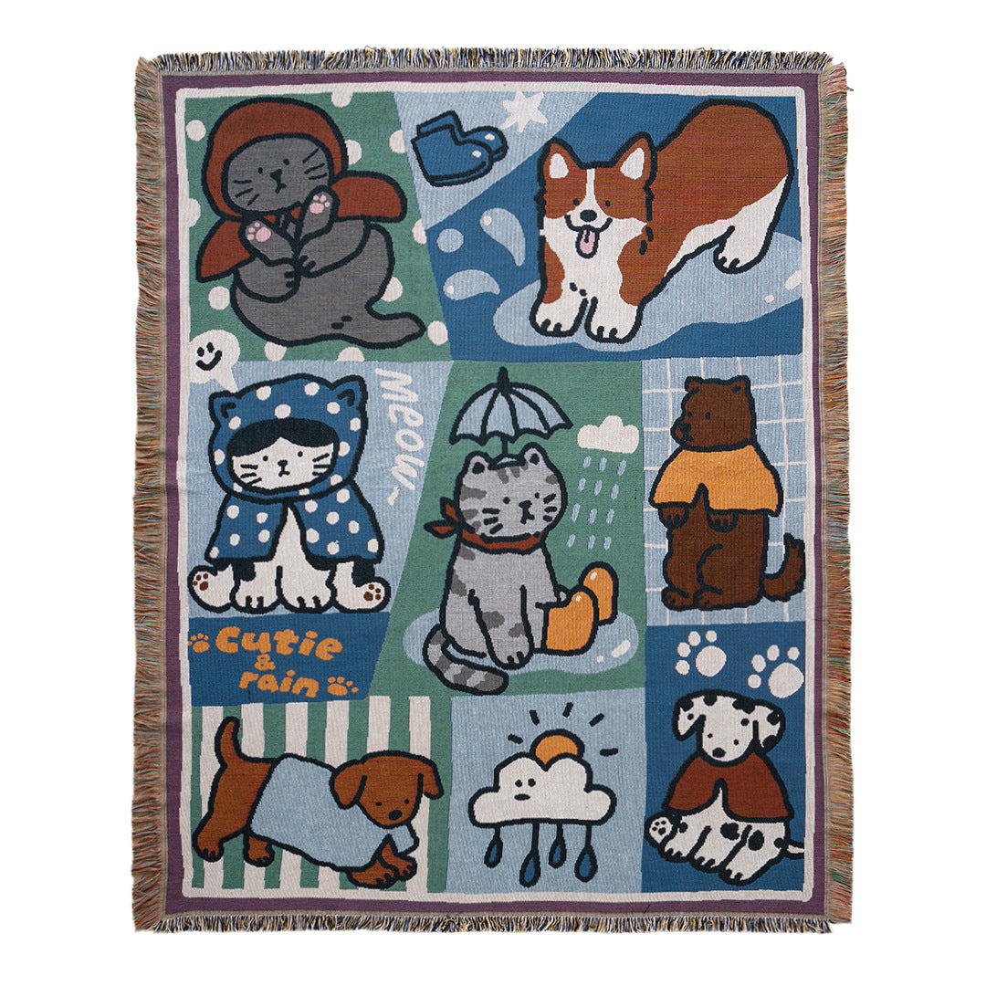 Playful Animal-Themed Tapestry Throw Blanket — product view 4