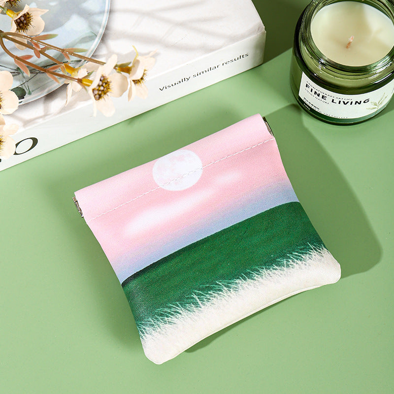 Artistic Landscape-Themed Zippered Coin Pouch — product view 1