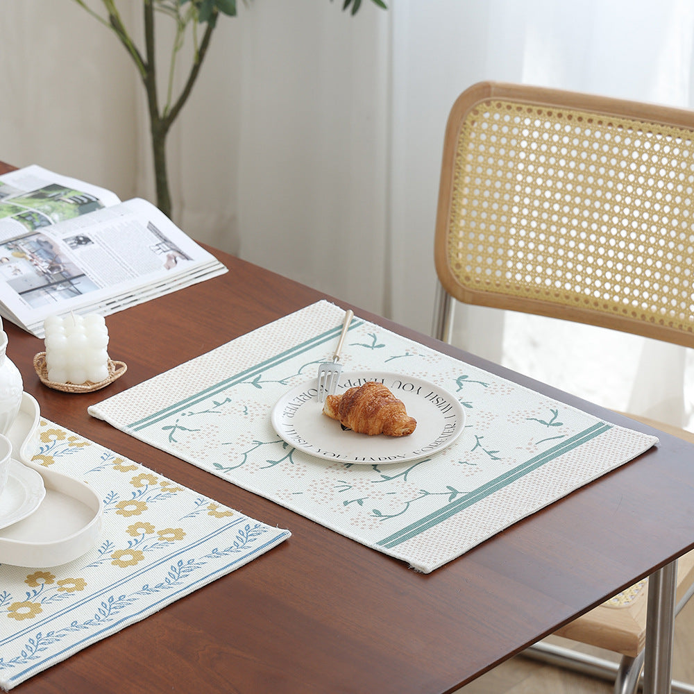 Floral woven bath mat with jacquard structure, absorbent cotton surface and non-slip underside LoungeYard — product view 3