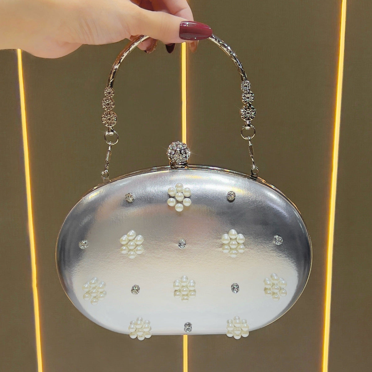 Vintage-Inspired Pearl-Embellished Evening Clutch — product view 3