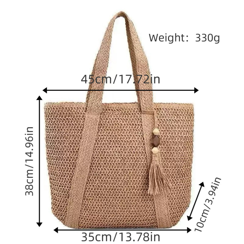 Braided beach bag with fringe detail LoungeYard — product view 6