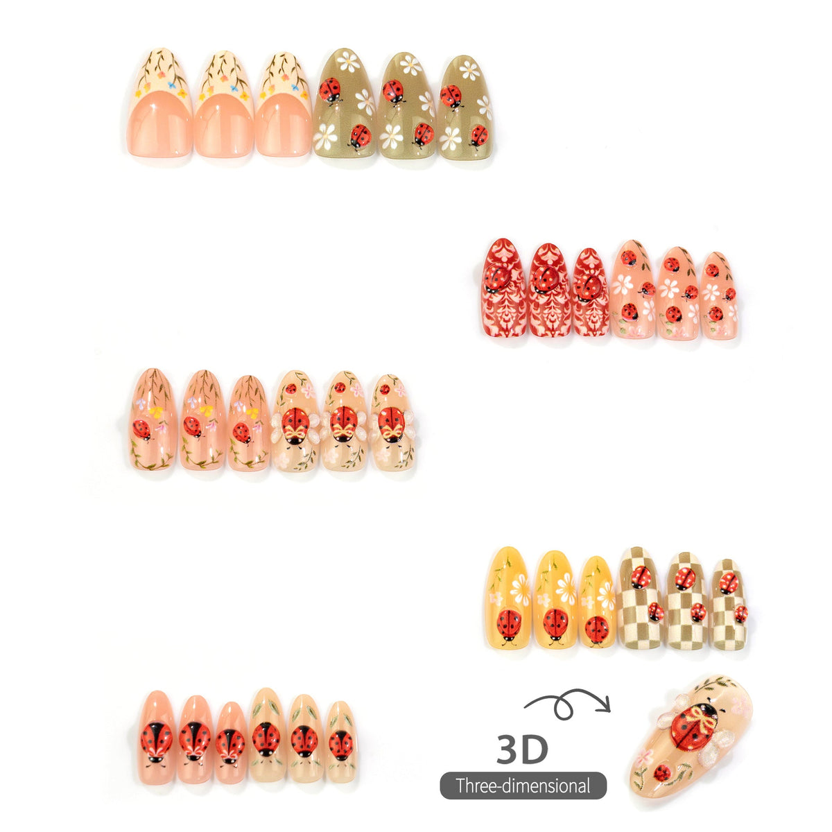 Ladybug-Themed Press-On Nail Art — product view 3
