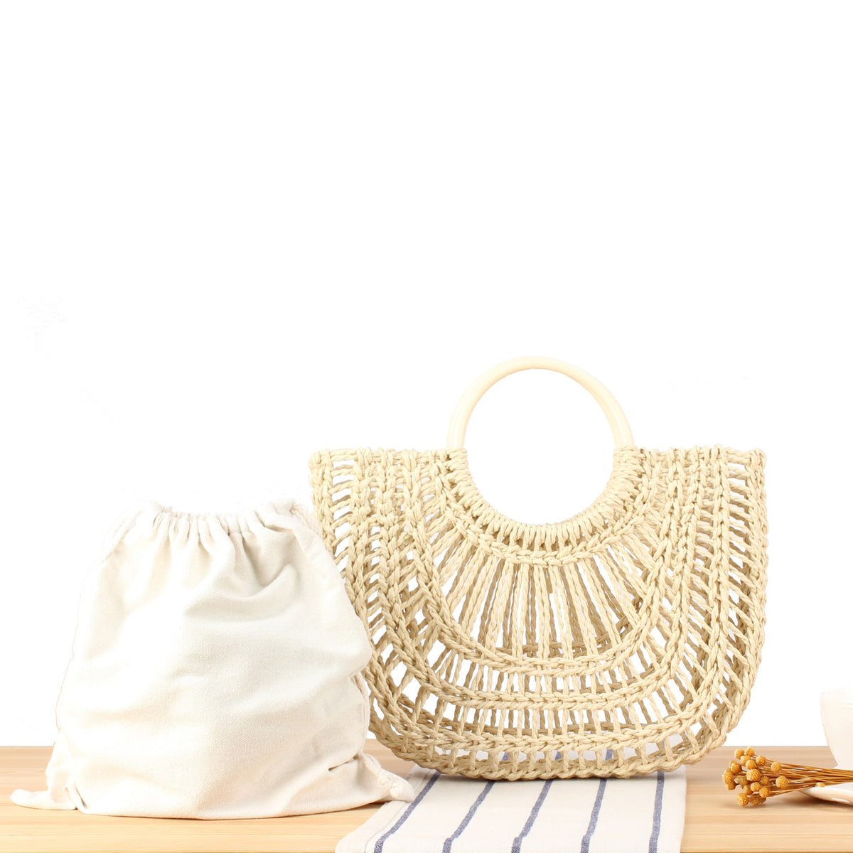 Handcrafted Trend Bag Made of Natural Wicker LoungeYard — product view 6