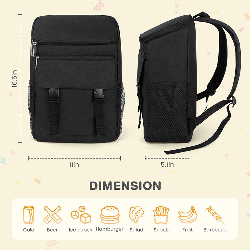 Unisex nan insulated cooler backpack with thermal lining, padded back and side bottle holders LoungeYard — product view 2