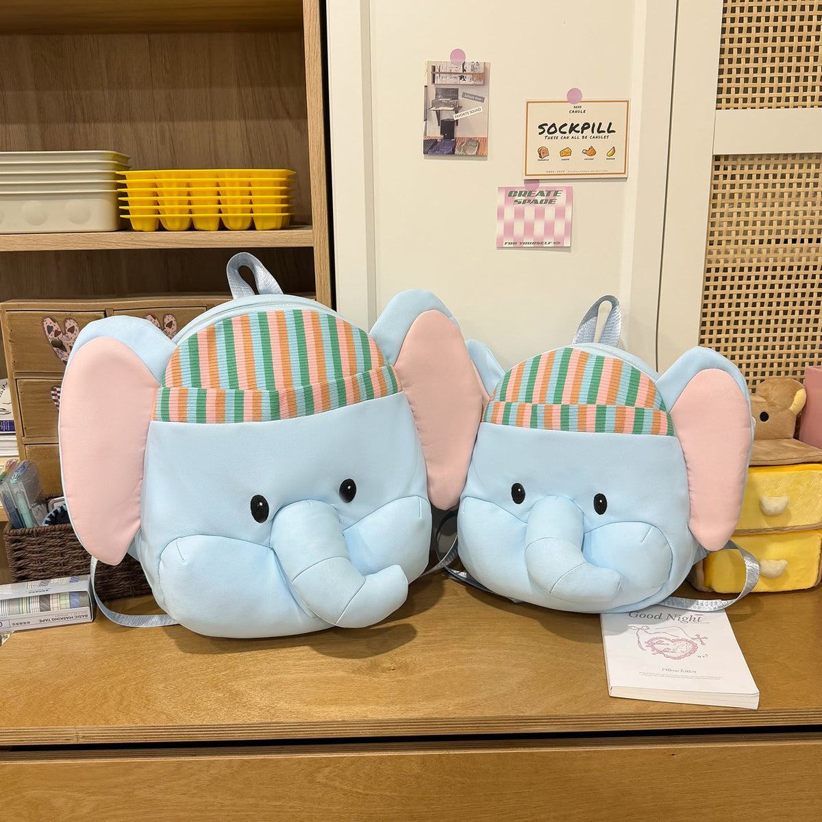 Cute Elephant Shaped Plush Backpack LoungeYard — product view 4
