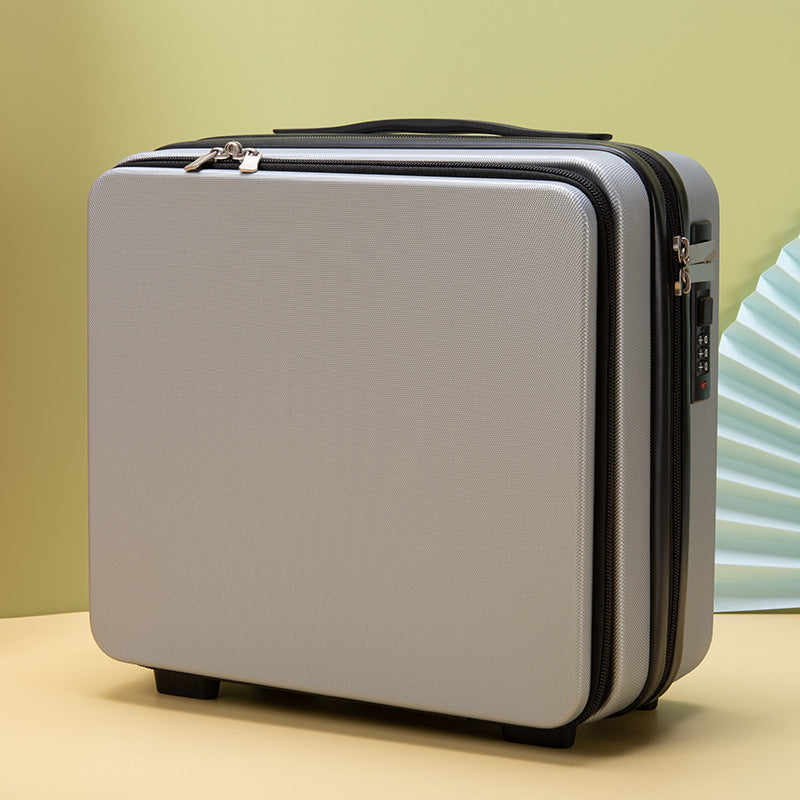 compact hard-shell travel vanity makeup case with TSA combination lock and dual-zip compartments LoungeYard — product view 1