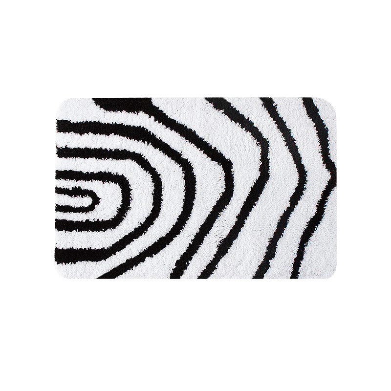 Fluffy bath mat in a graphic wave relief with anti-slip base LoungeYard — product view 6