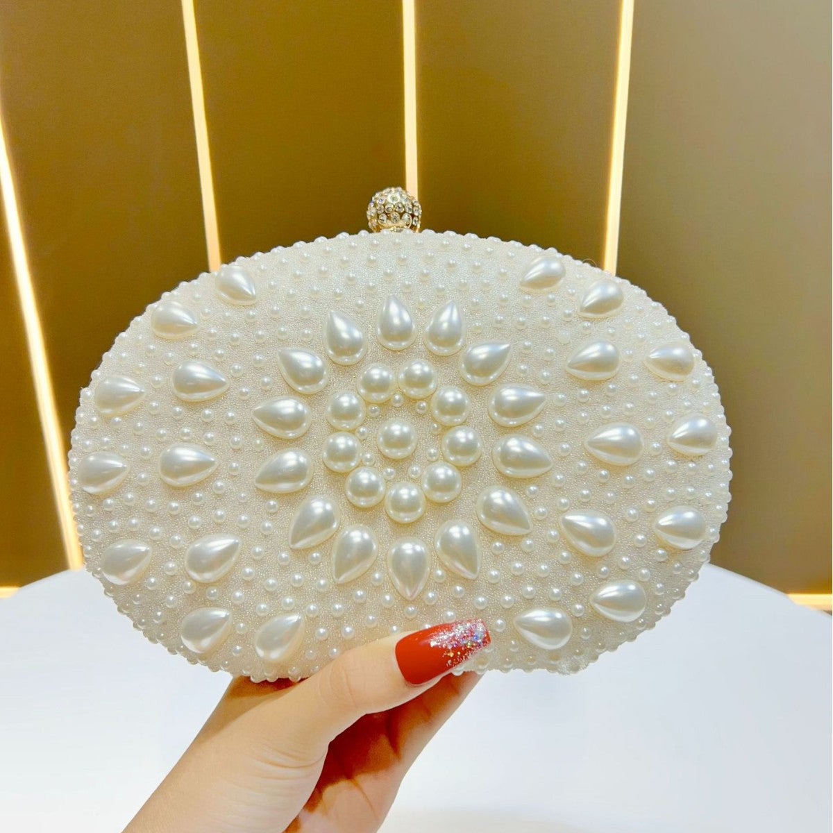 Pearl-Embellished Clutch — product view 1
