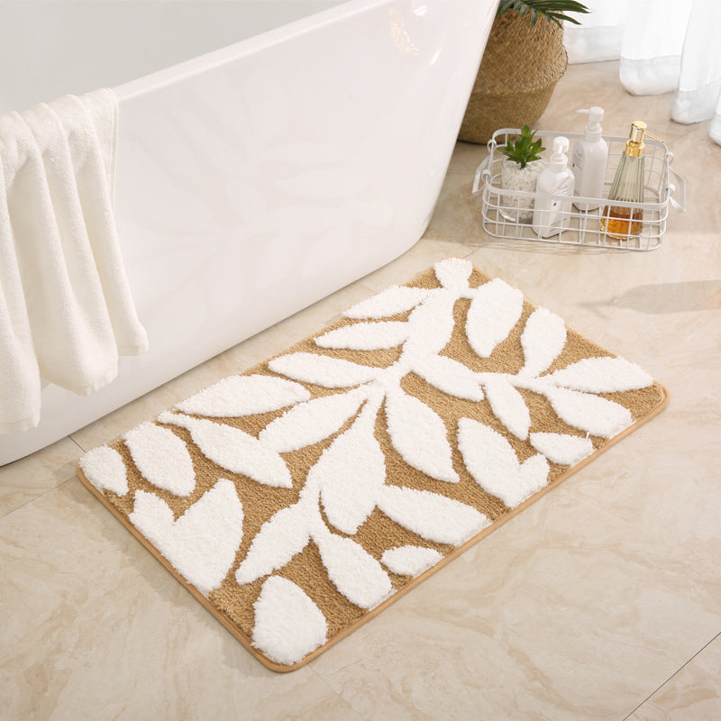 Leaf Patterned Luxury Bath Mat Bowlift — product view 7