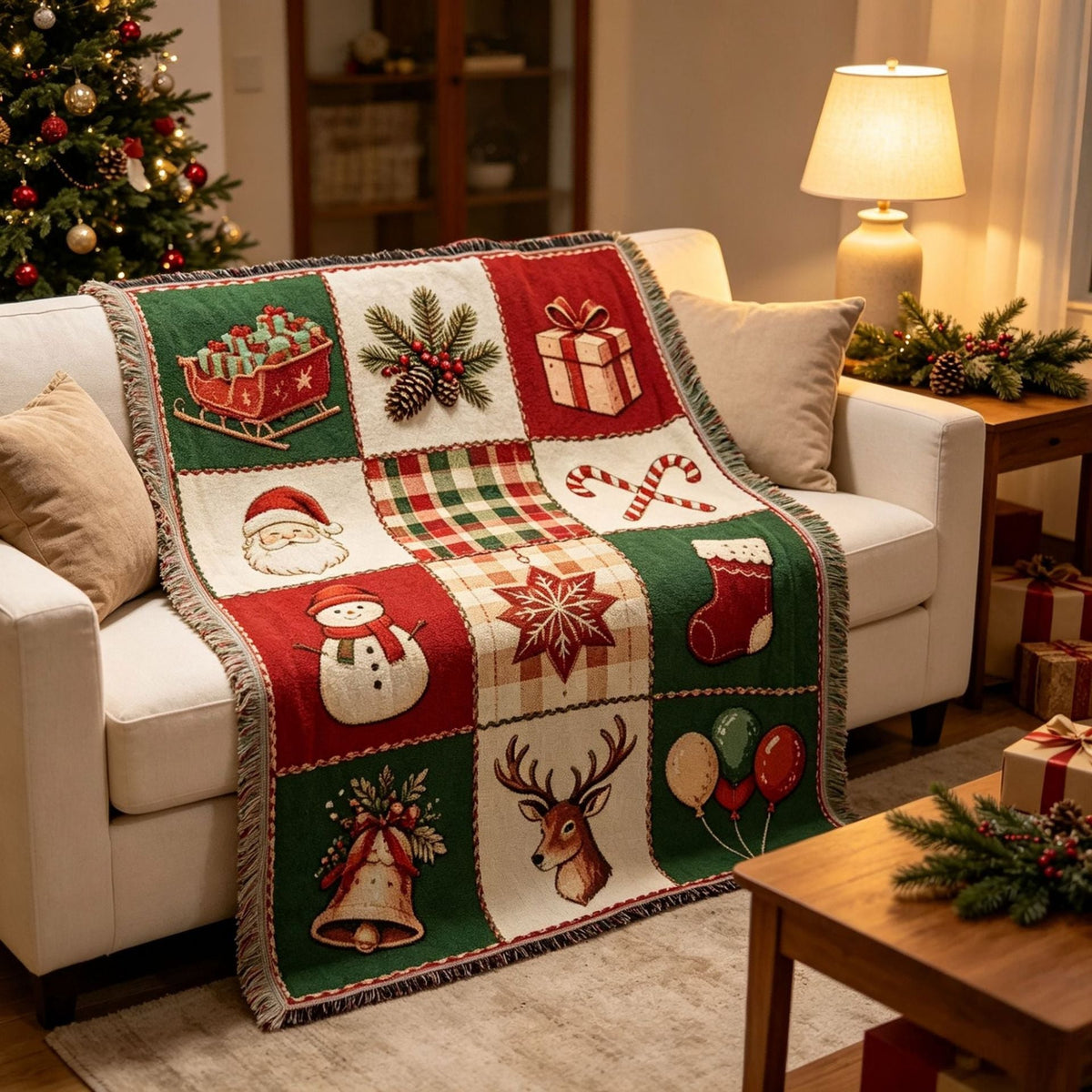 Festive Holiday Theme Throw Blanket — product view 4