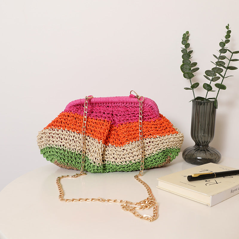 Handmade basket bag with trendy gradient LoungeYard — product view 5