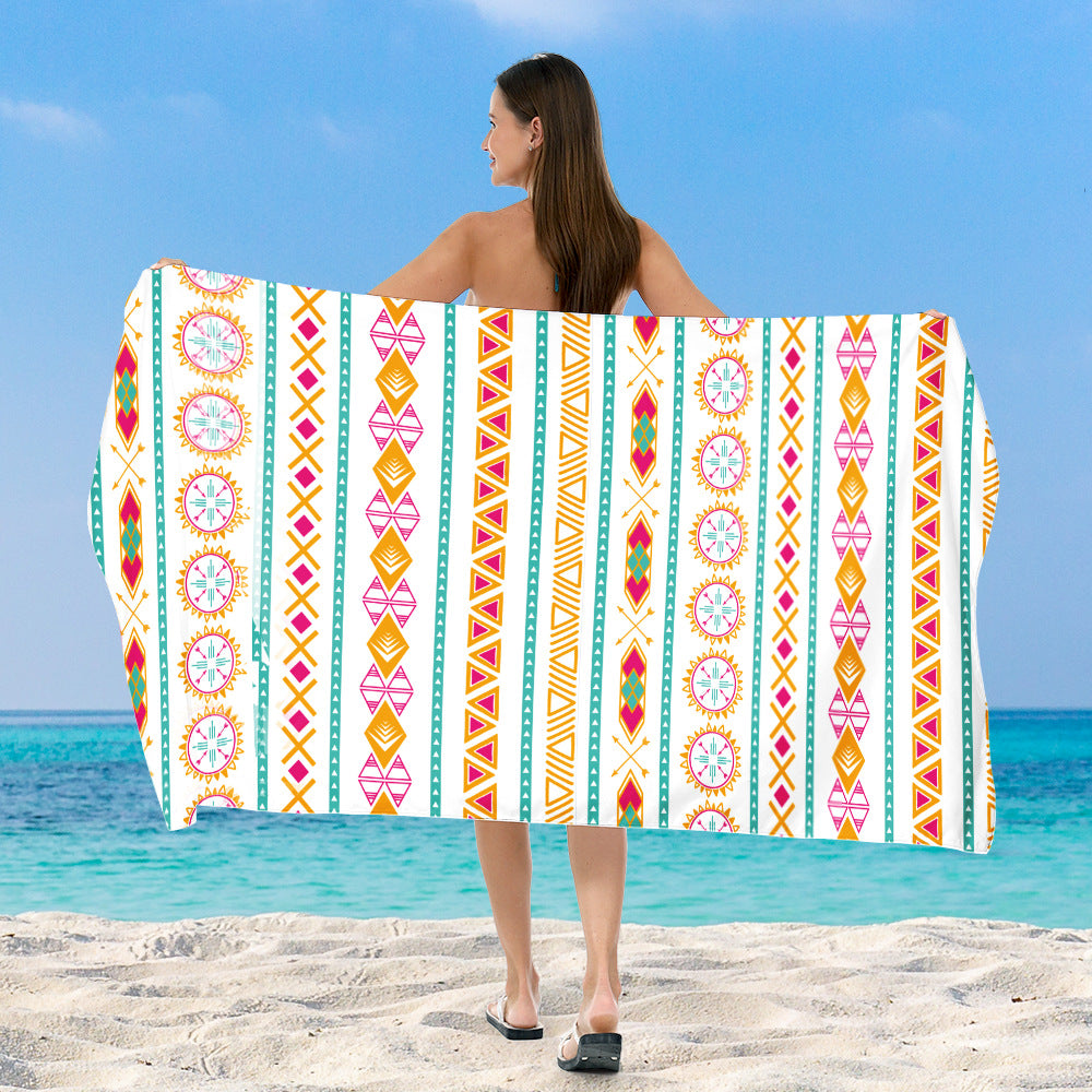 generously cut beach towel with elegant mosaic design LoungeYard — product view 1
