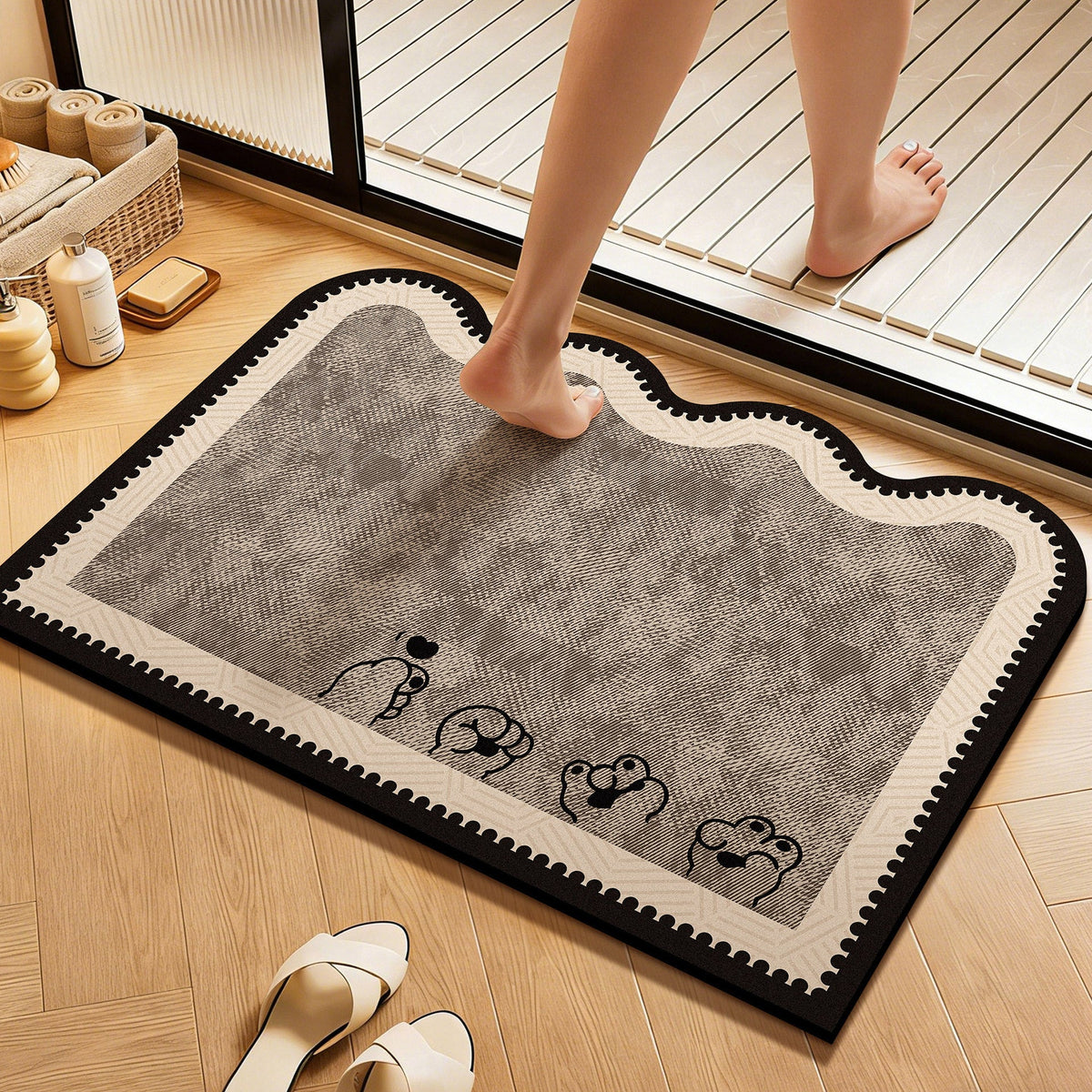 Playful Cartoon Animal-Themed Bath Mat — product view 2