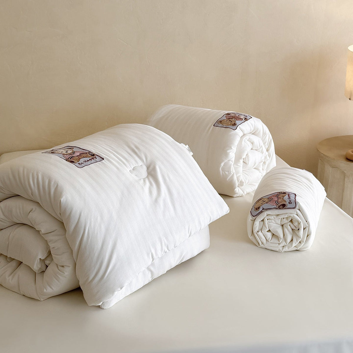 Quilted duvet with teddy applique and breathable microfiber filling — product view 2
