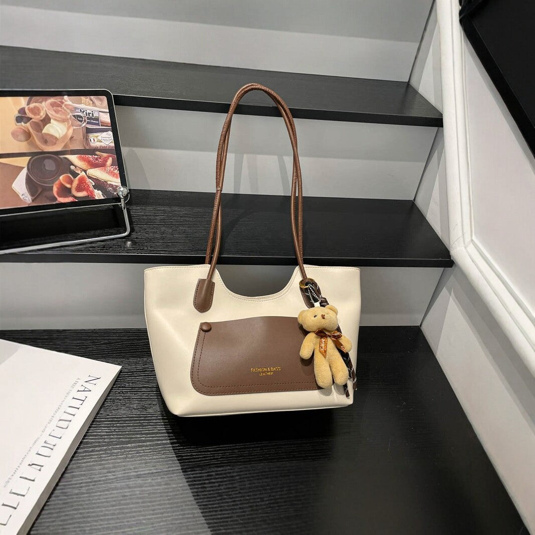 Elegant Tote Handbag with Plush Keychain — product view 5