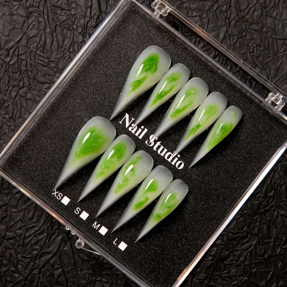 Stiletto Press-On Nail Set with Unique Marble Design — product view 3