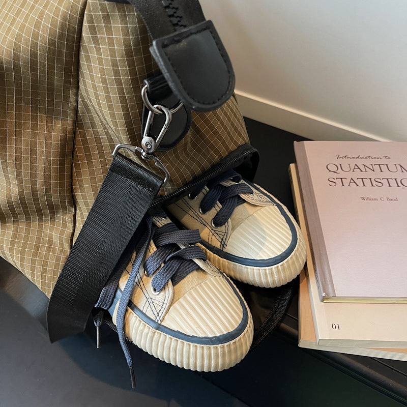 Sporty Travel Bag With Stylish Checkered Pattern LoungeYard — product view 4