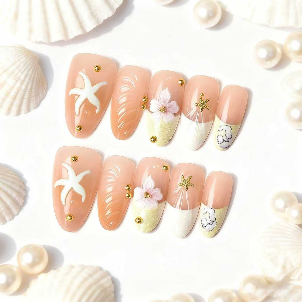 Coastal-Inspired Decorative Press-On Nails — product view 2
