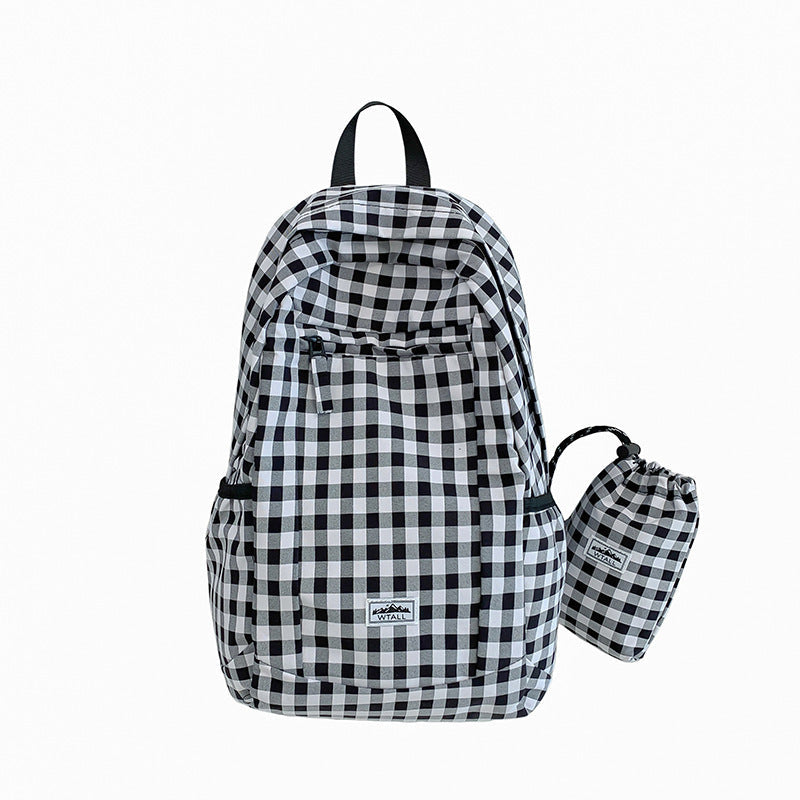 Stylish Gingham Patterned School Backpack — product view 2