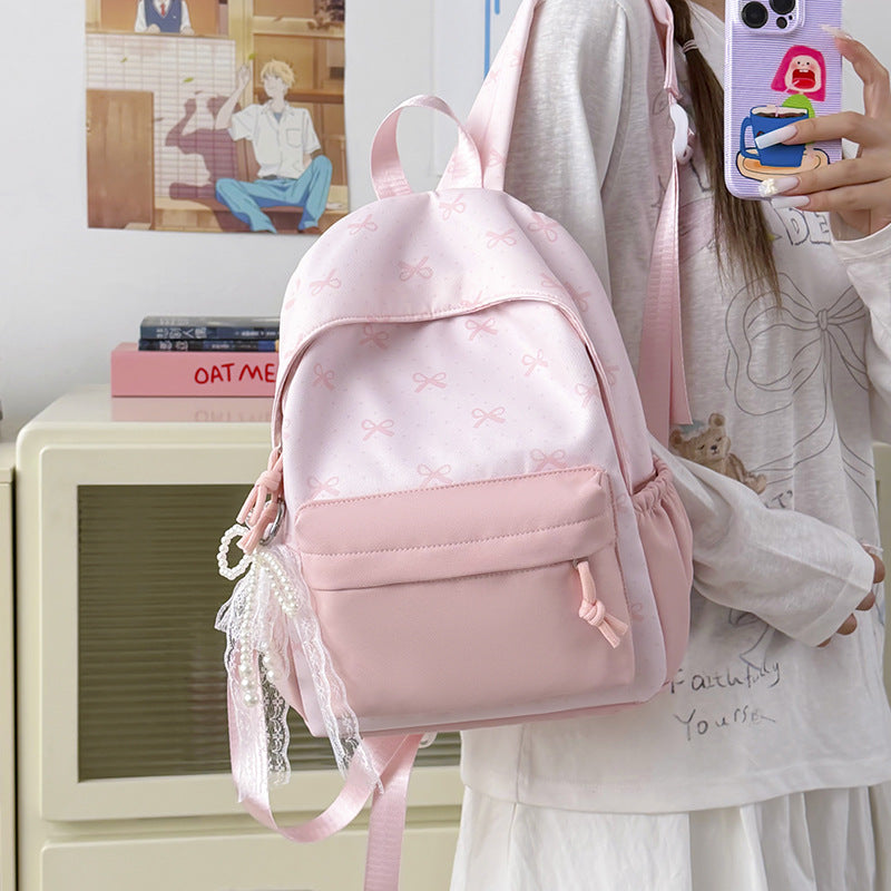 Cute Decorative Bow-Themed Backpack LoungeYard — product view 2