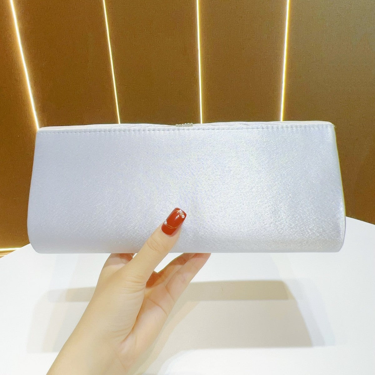 Pleated Satin Evening Clutch — product view 4