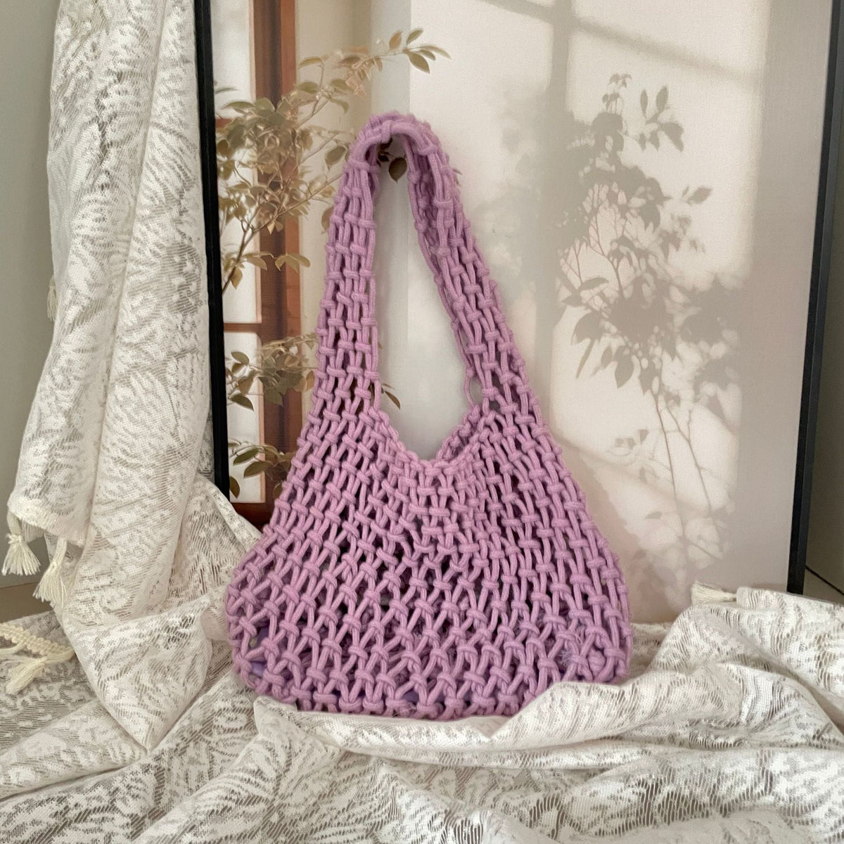 Hand-knotted tote bag with unique design LoungeYard — product view 4