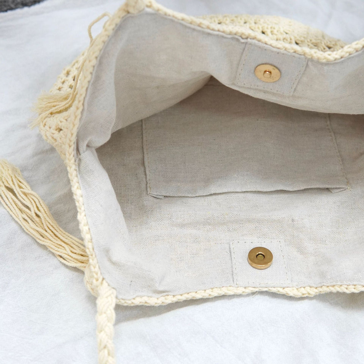 Macrame Beach Bag with Fringe Details LoungeYard — product view 4