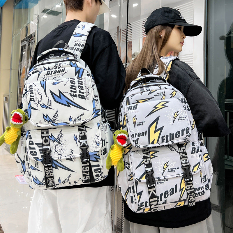 Graphic Print Multi-Pocket Backpack LoungeYard — product view 2