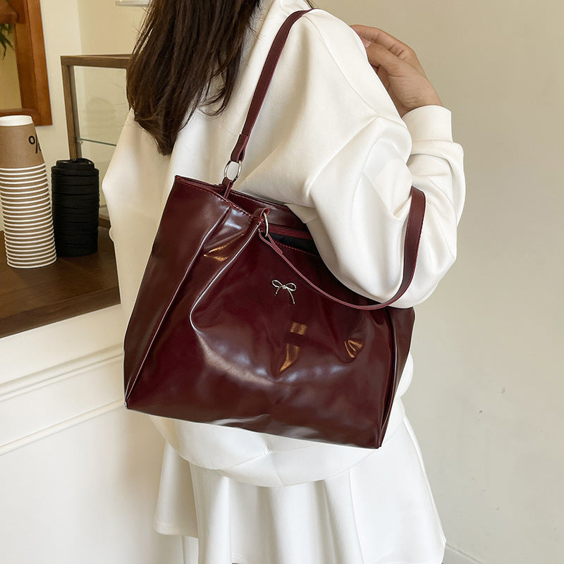 Glossy Vegan Leather Tote Bag — product view 1