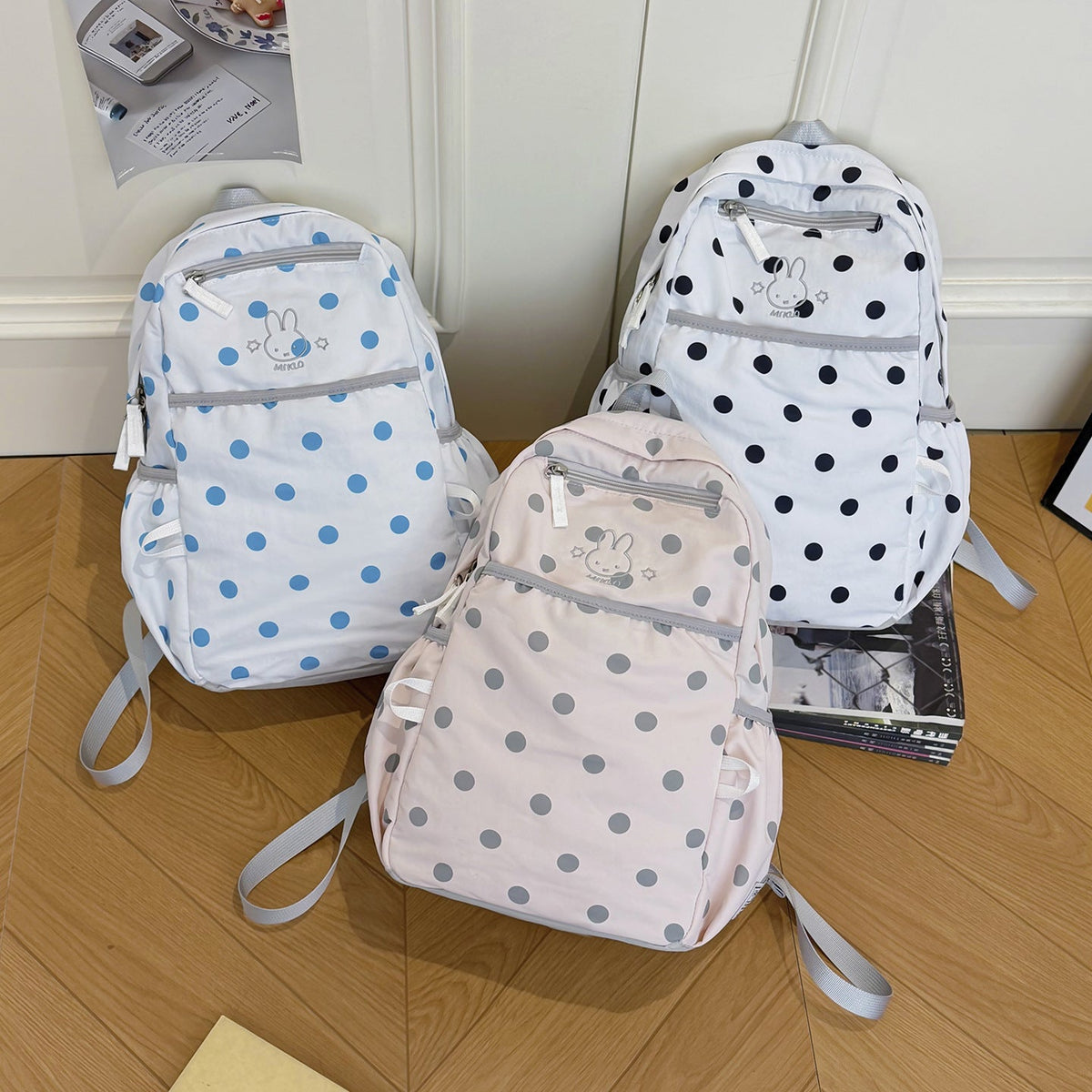Fun Polka Dot Patterned Backpack LoungeYard — product view 4